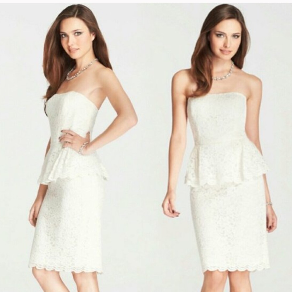 NWT Ann Taylor lace strapless peplum dress 12